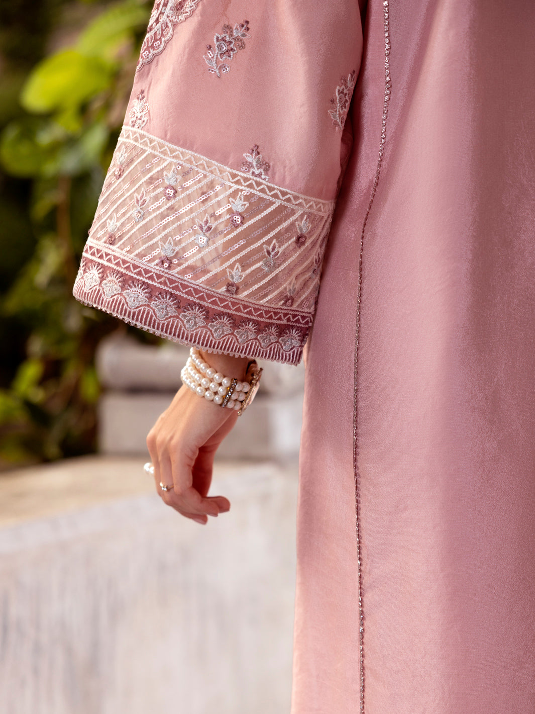 Light Pink Sheesha Silk Formal 3Pc Stitched - AL-3PS-LS-505