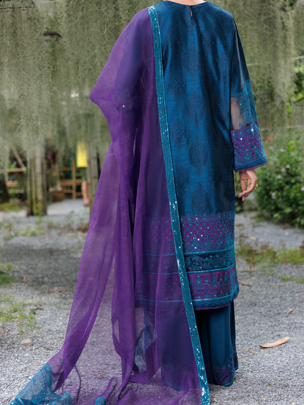Teal Raw Silk Formal 3Pc Stitched - AL-3PS-LS-522