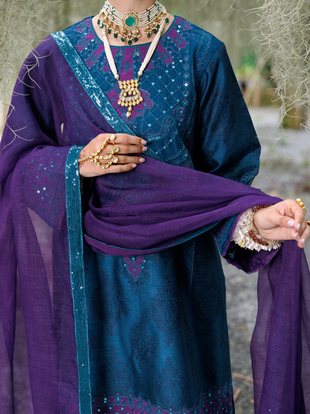 Teal Raw Silk Formal 3Pc Stitched - AL-3PS-LS-522