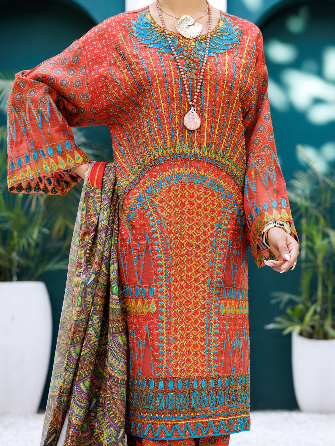 Maroon Raw Silk Formal 3Pc Stitched - AL-3PS-LS-549