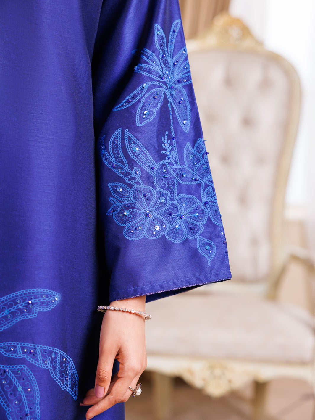 Blue Poly-Rayon Formal 2Pc Stitched - AL-LS-LKS-539