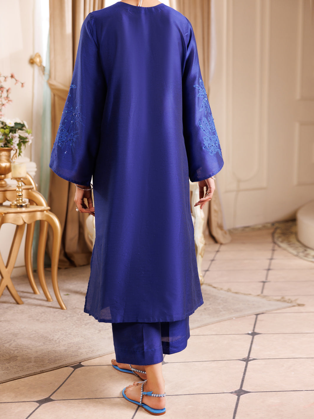 Blue Poly-Rayon Formal 2Pc Stitched - AL-LS-LKS-539