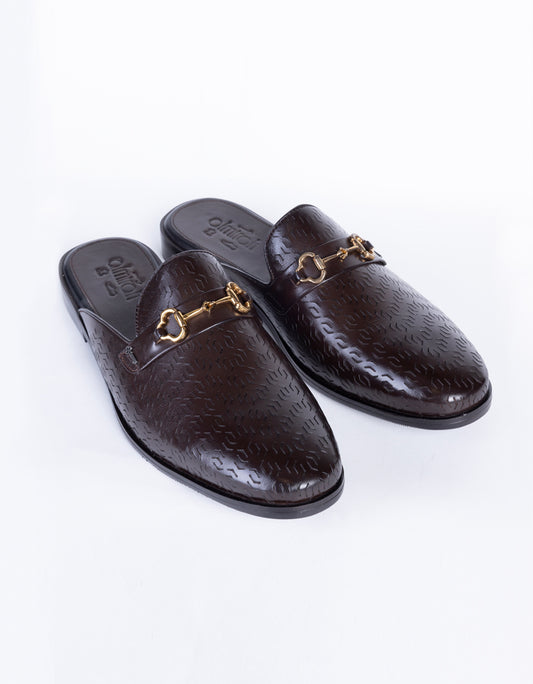 Dark Brown Leather Slip-On - AL-MSHO-038 - Almirah Online