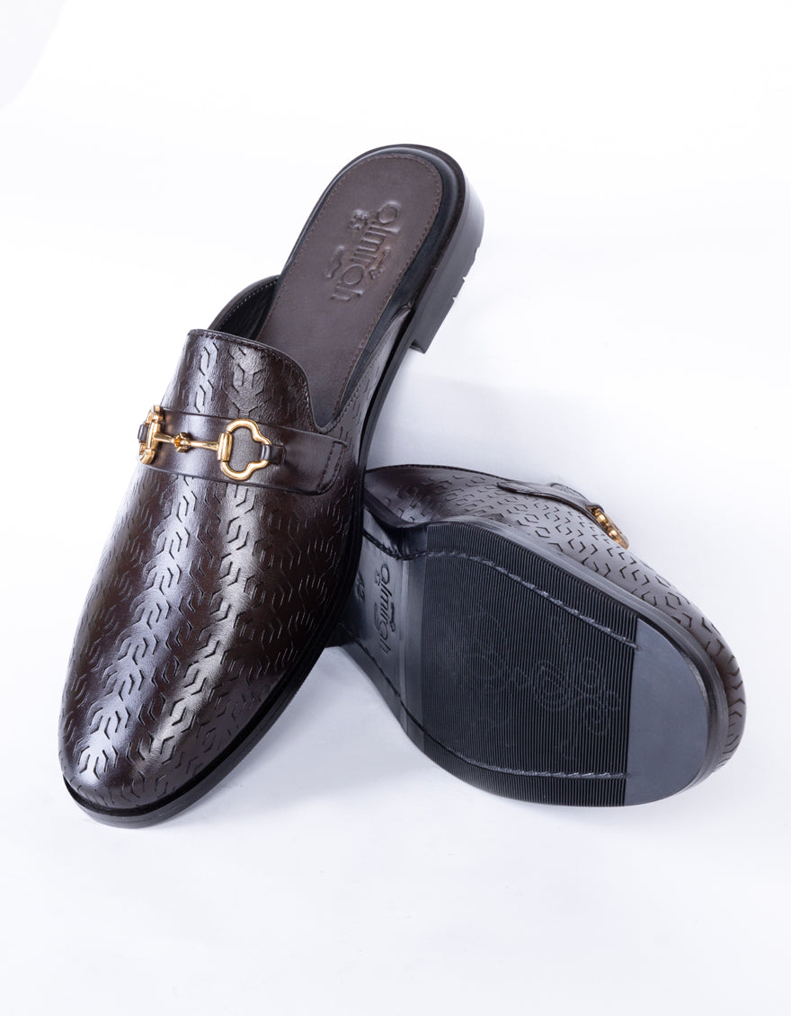 Dark Brown Leather Slip-On - AL-MSHO-038 - Almirah Online