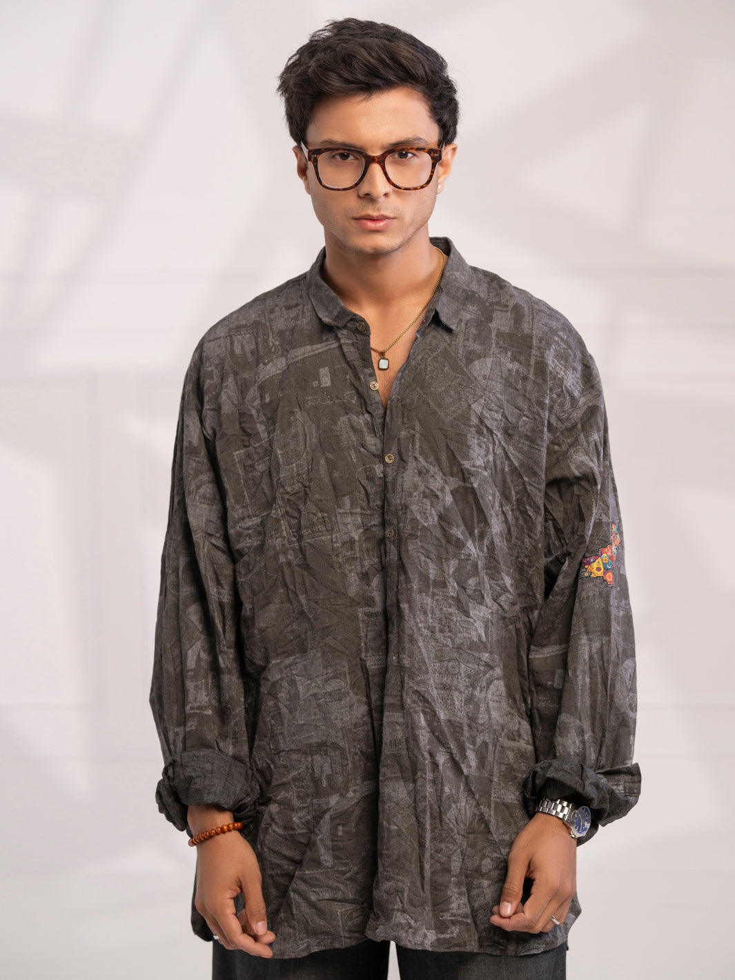 Grey Cotton Short Kurta - AL-SK-020B