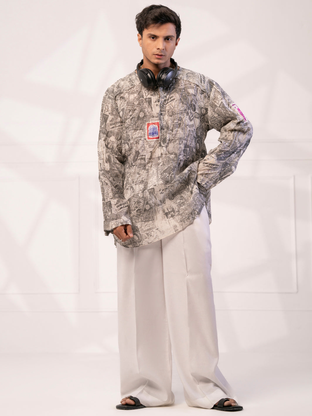 Light Grey Cotton Short Kurta - AL-SK-021B