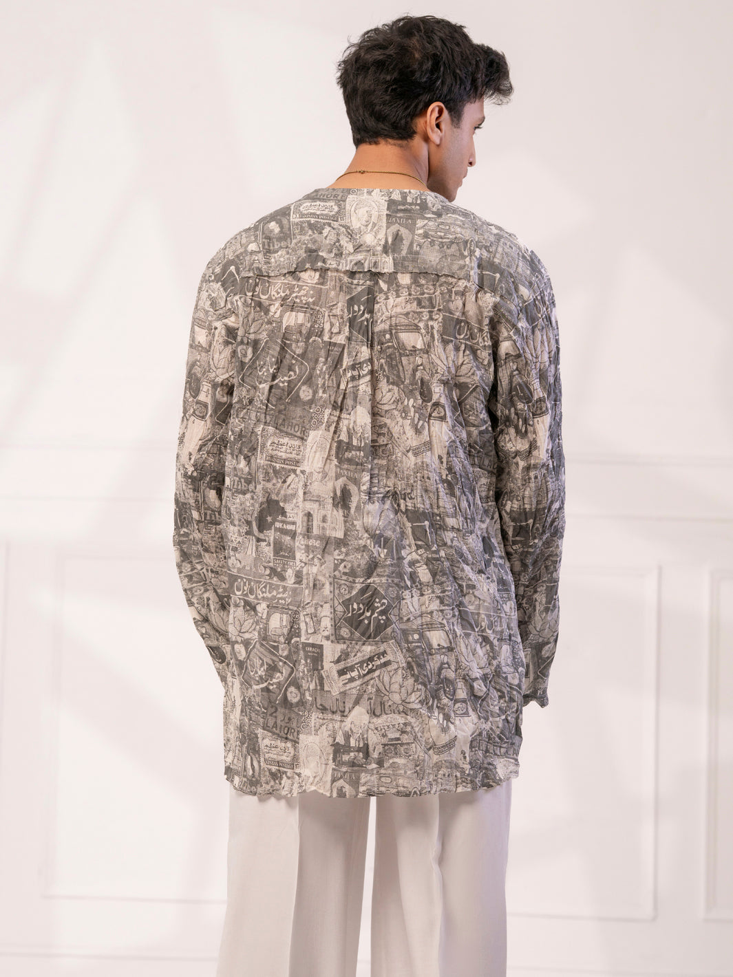 Light Grey Cotton Short Kurta - AL-SK-021B