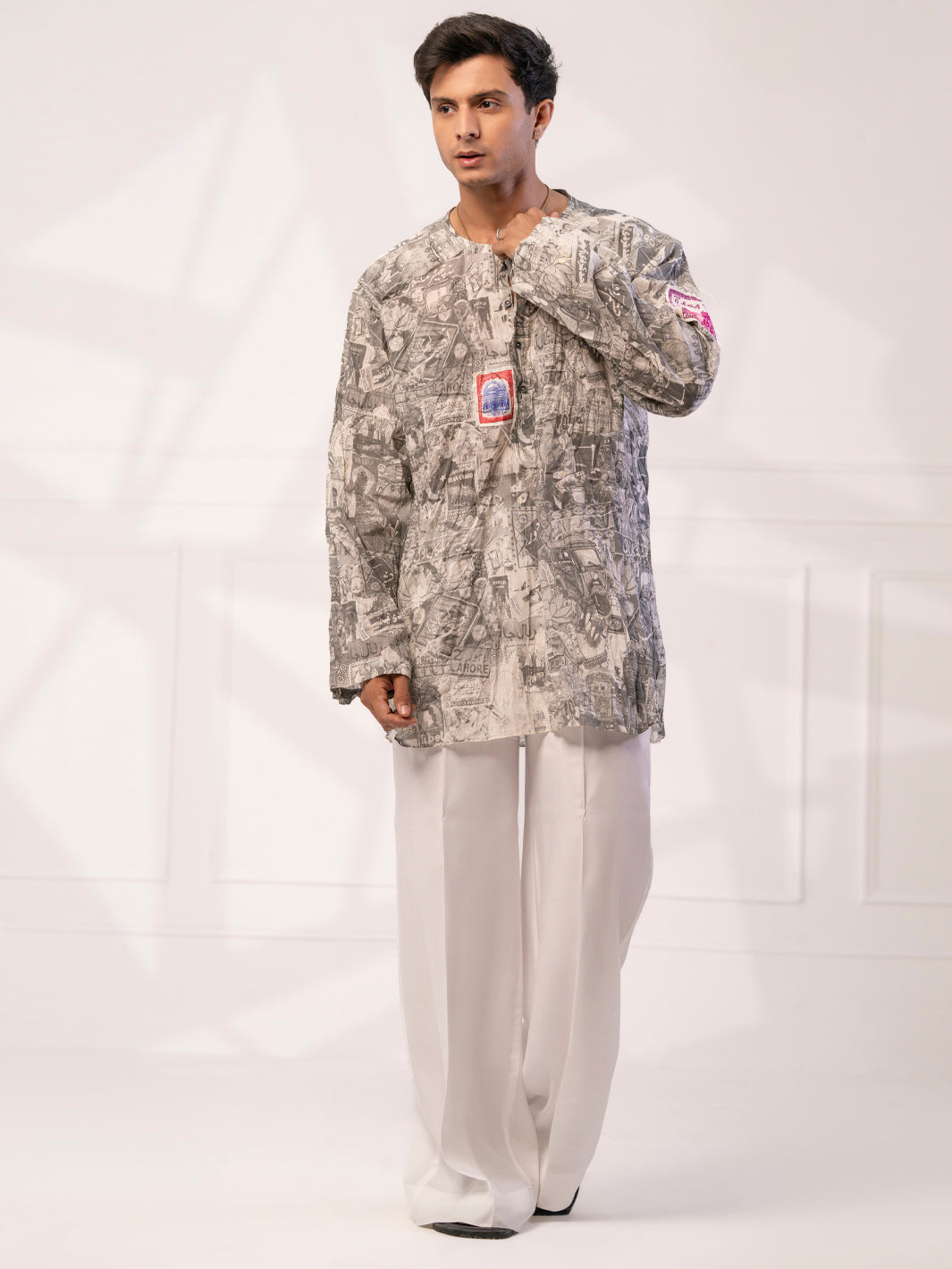 Light Grey Cotton Short Kurta - AL-SK-021B