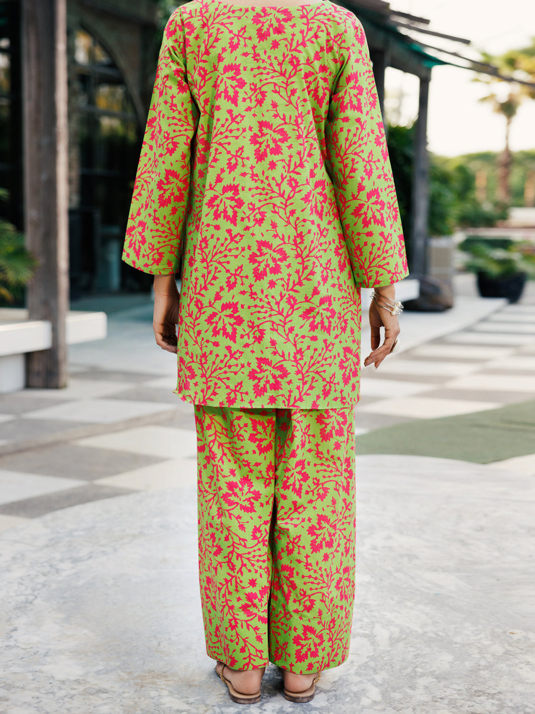 Mehndi Green Lawn Co-ord Set - ALP-2PS-SLKS-2232