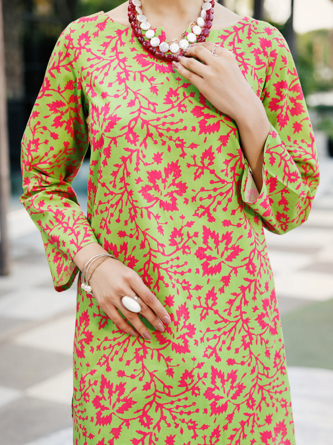 Mehndi Green Lawn Co-ord Set - ALP-2PS-SLKS-2232