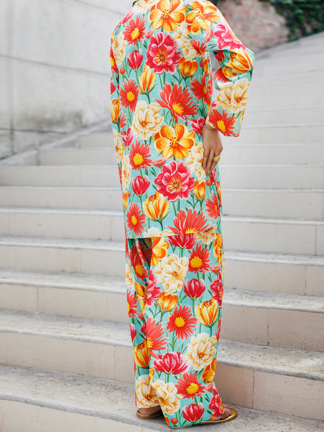 Multicolor Lawn Co-ord Set - ALP-2PS-SLKS-2235