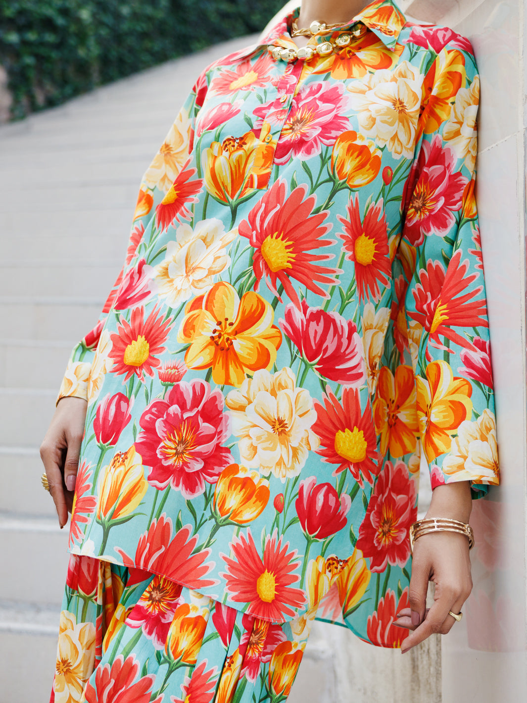 Multicolor Lawn Co-ord Set - ALP-2PS-SLKS-2235