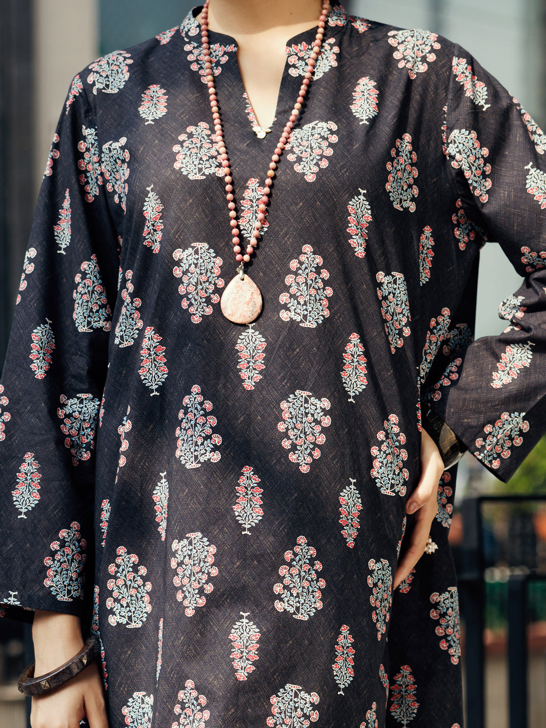 Black Lawn Co-ord Set - ALP-2PS-SLKS-2246