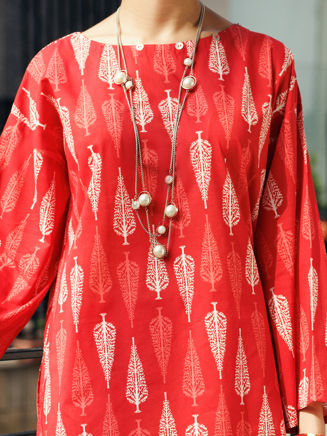 Red Lawn Co-ord Set - ALP-2PS-SLKS-2247