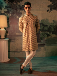 Fawn Blended Formal Kurta - AL-K-SP-035