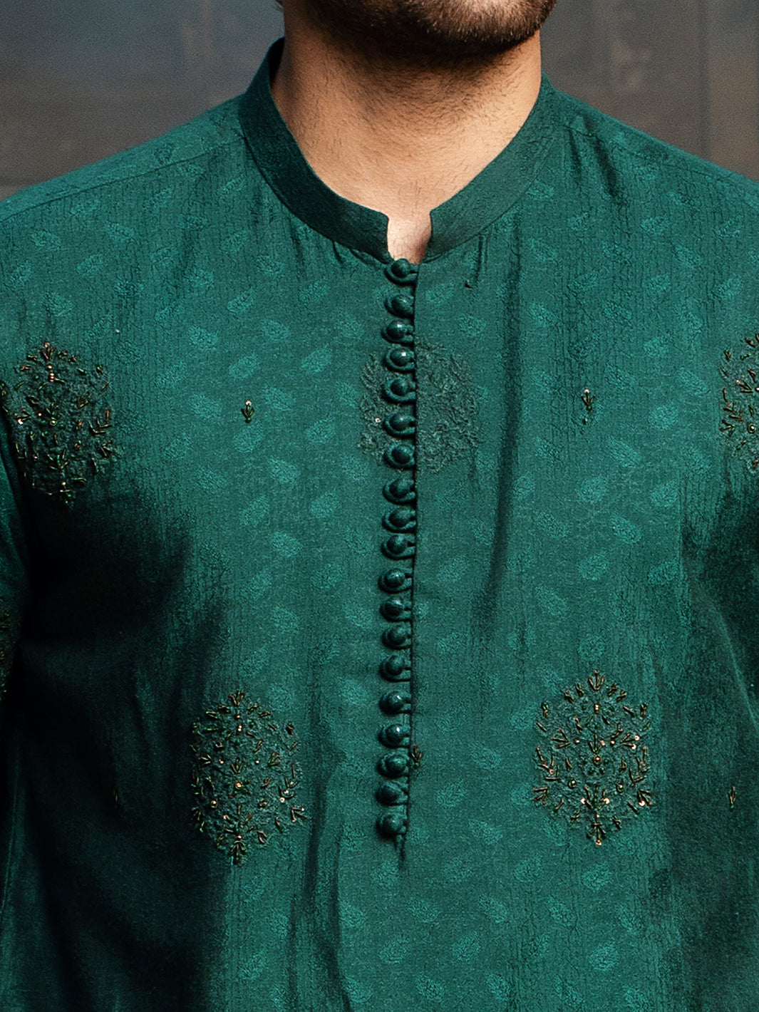 Emerald Green Blended Formal Kurta - AL-K-SP-043