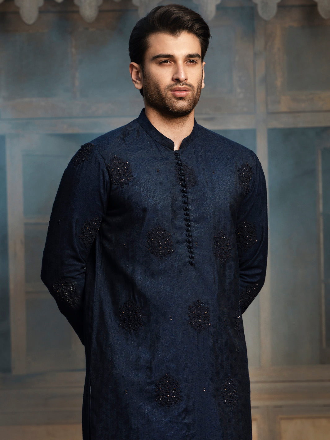 Blue Blended Formal Kurta - AL-K-SP-045