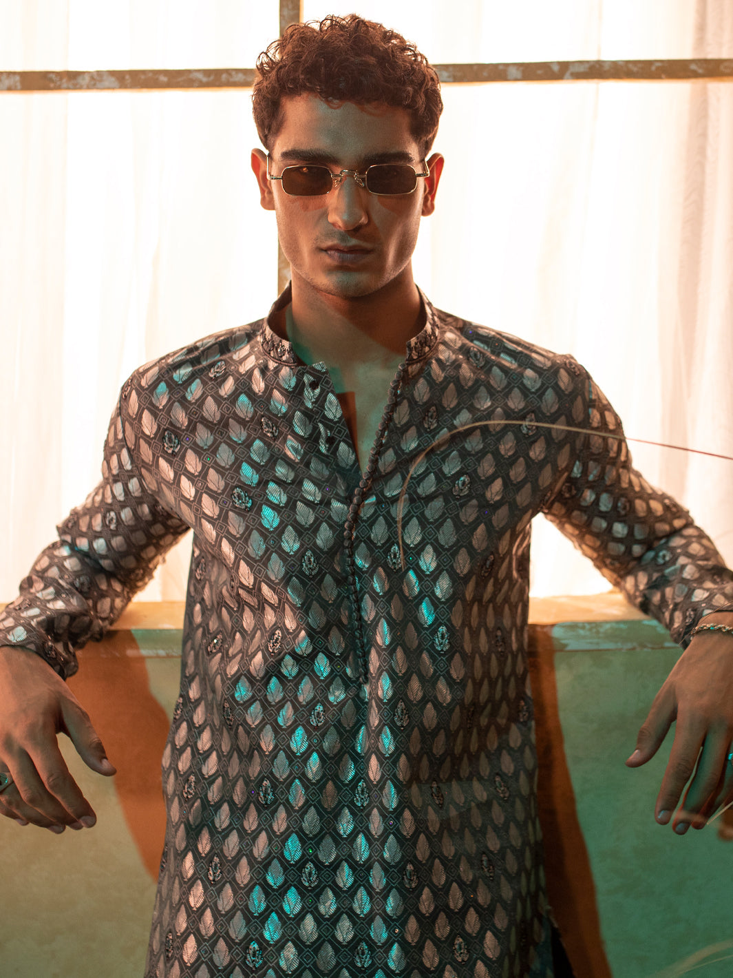 Grey Blended Formal Kurta - AL-K-SP-050