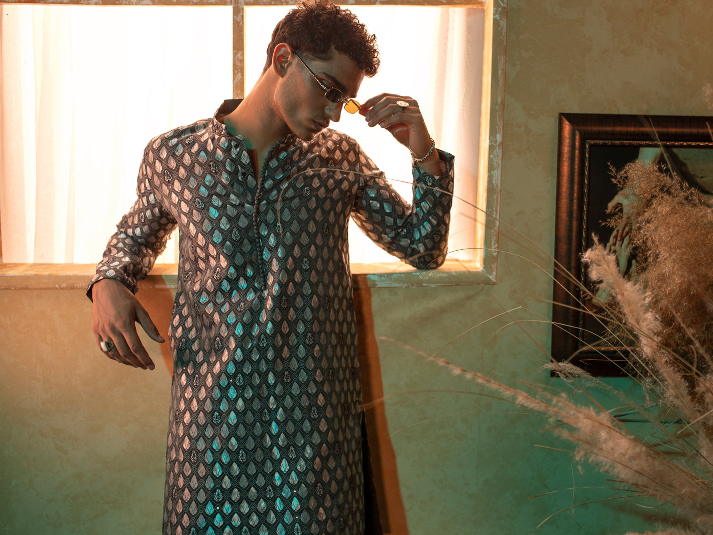 Grey Blended Formal Kurta - AL-K-SP-050