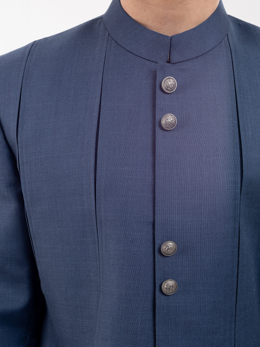 Dark Blue Blended Men Sherwani - AL-SW-149