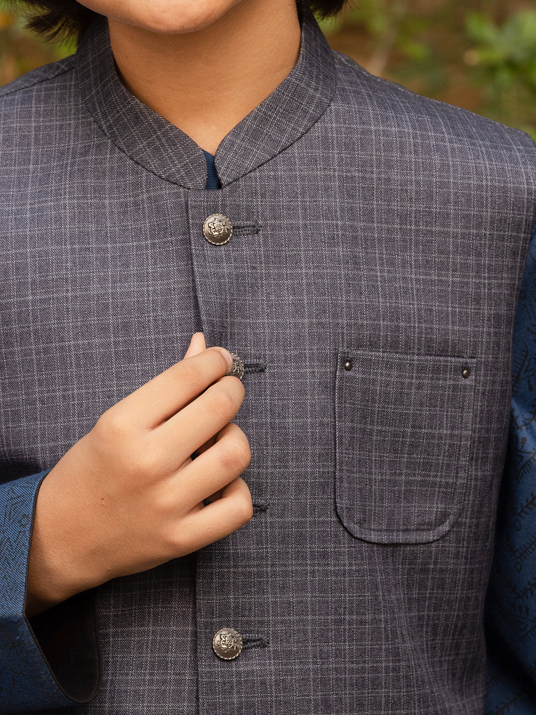 Blue-Grey Blended Boy Waistcoat - ALT-WC-011B