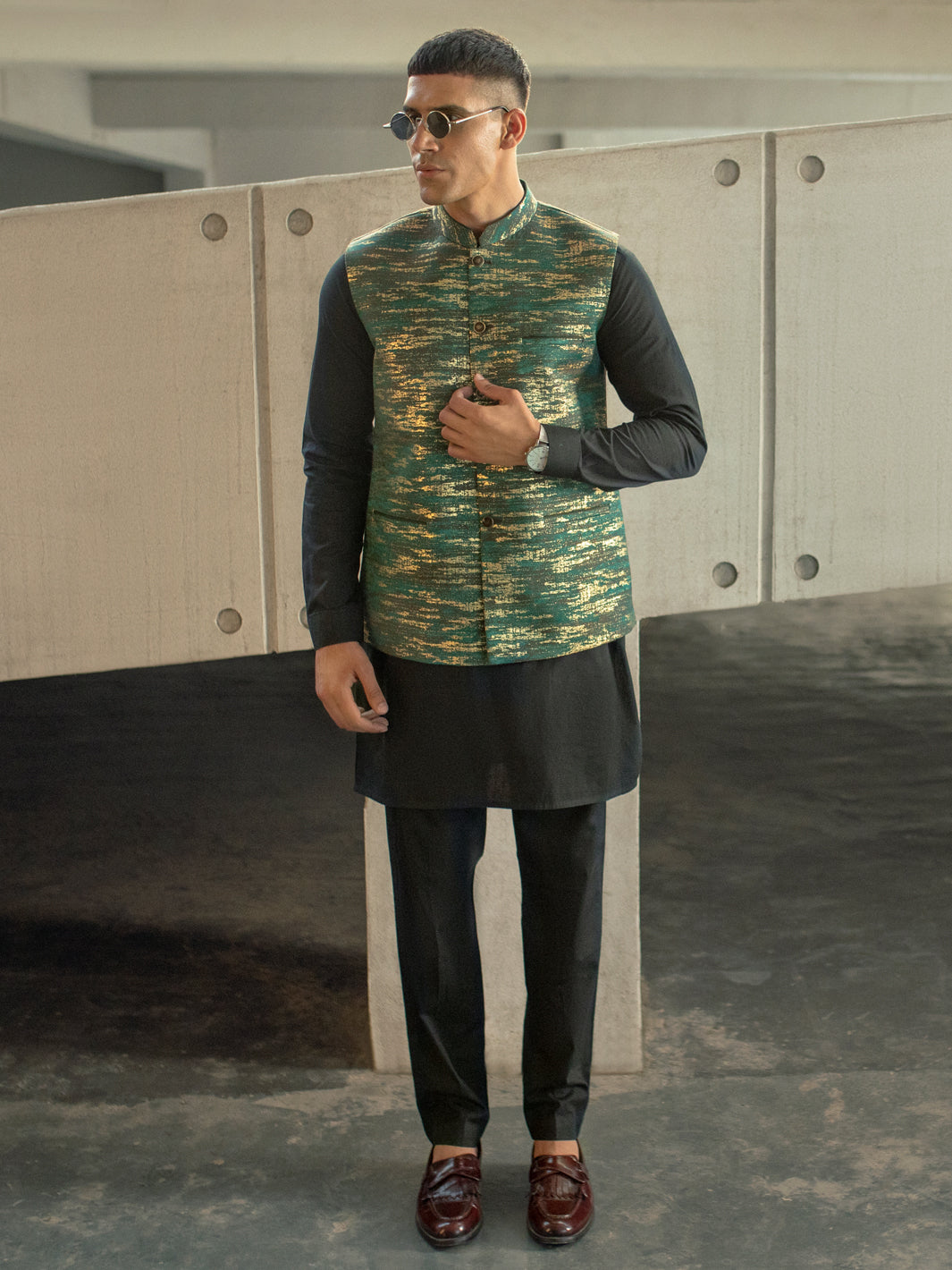 Green Blended Waistcoat - AL-WC-501