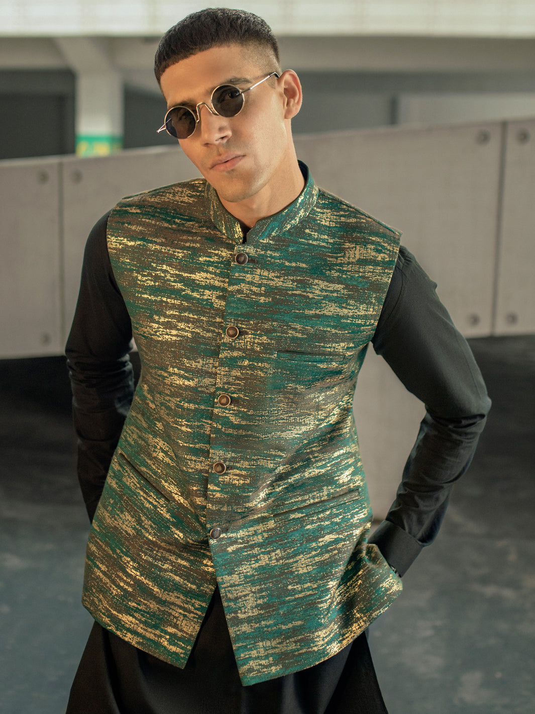 Green Blended Waistcoat - AL-WC-501