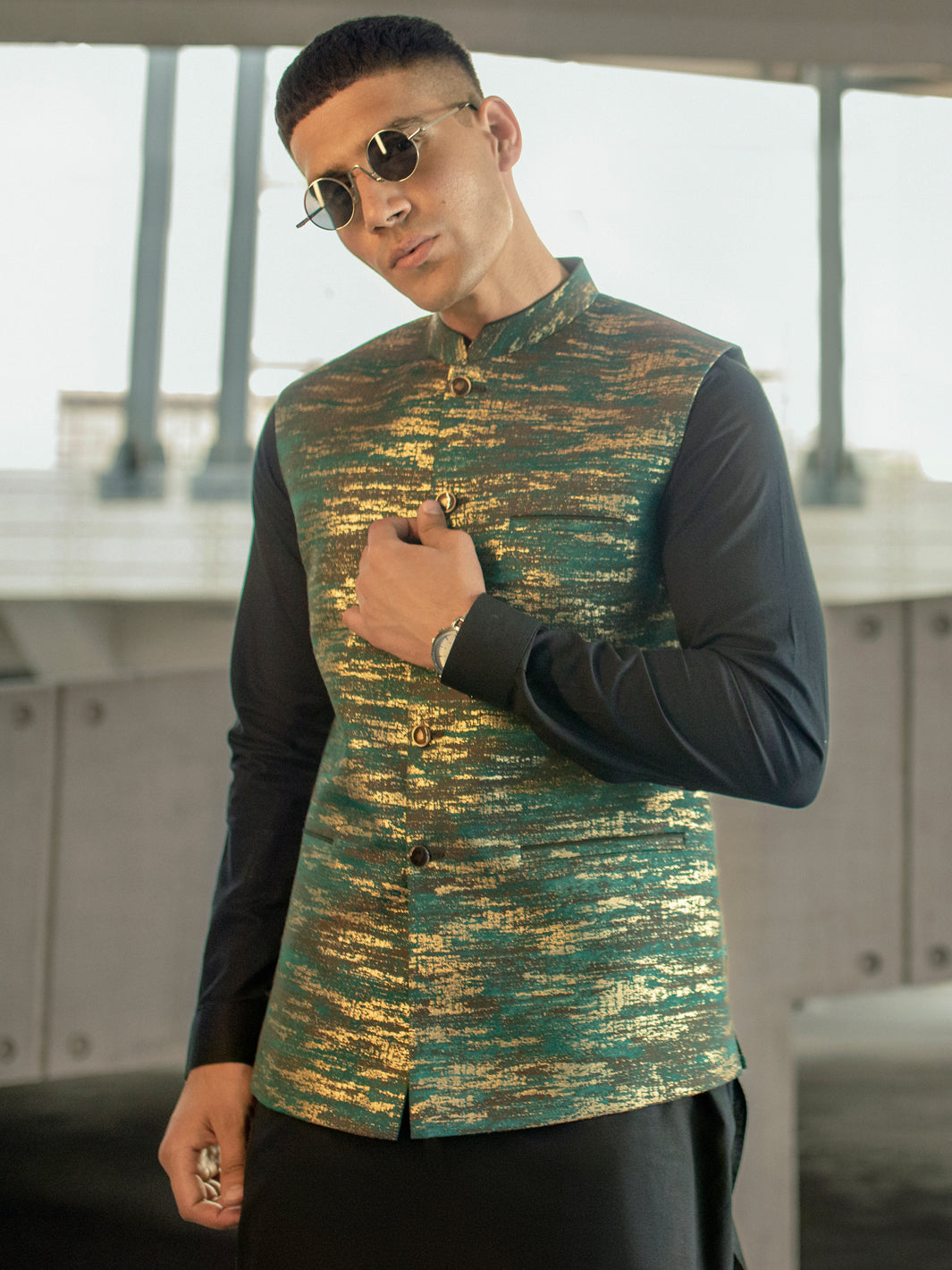 Green Blended Waistcoat - AL-WC-501