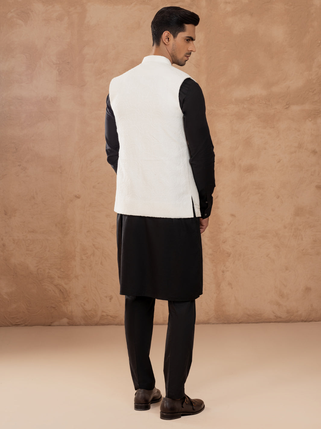 White Blended Waistcoat - AL-WC-552 - Almirah Online