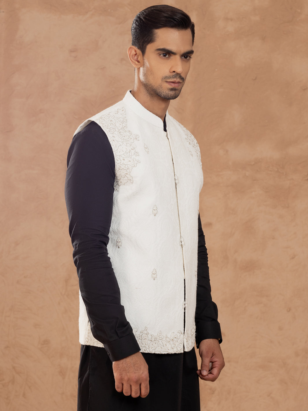 White Blended Waistcoat - AL-WC-552 - Almirah Online