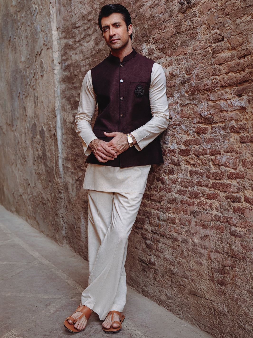 Maroon Blended Waistcoat AL-WC-588 – Almirah - Main Image