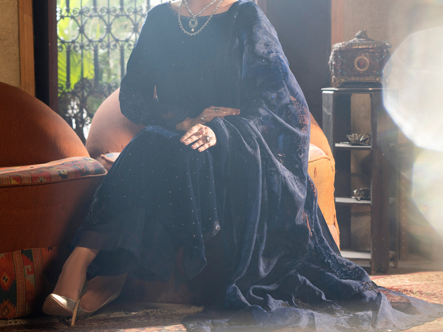 Dark Blue Velvet 3Pc Formal Stitched - AL-3PS-LS-444