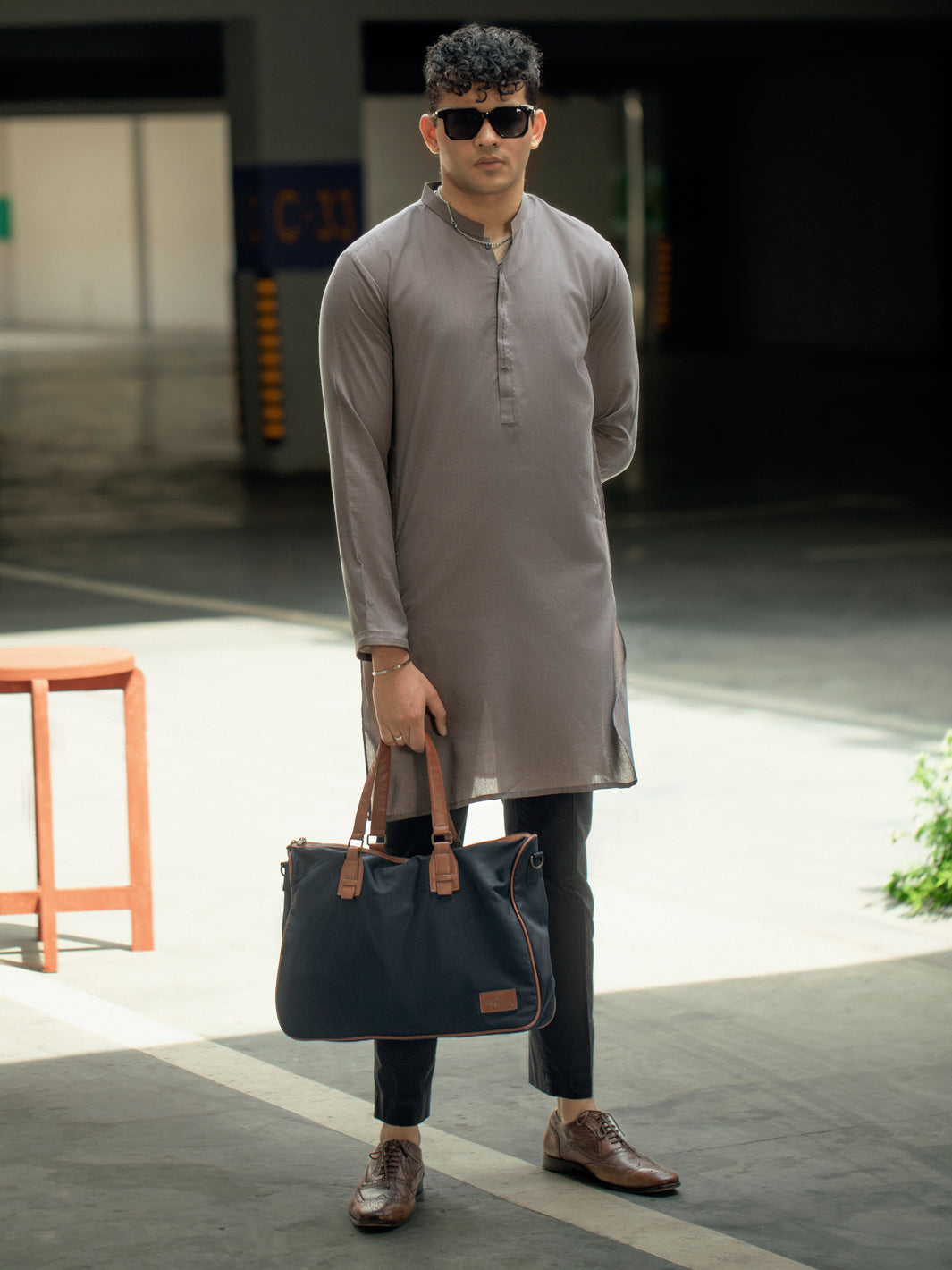 Brown Blended Kurta - AL-K-1089