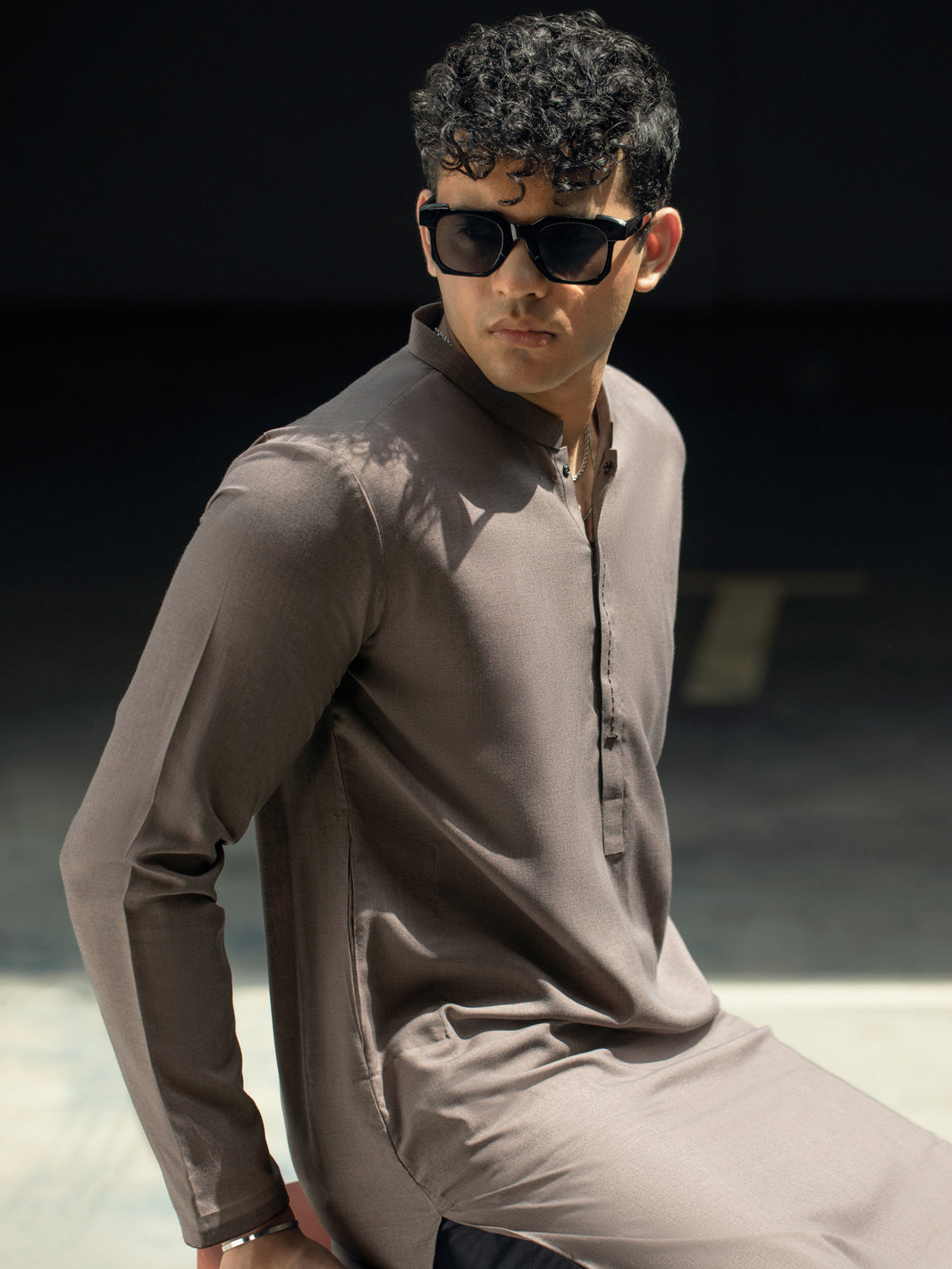 Brown Blended Kurta - AL-K-1089