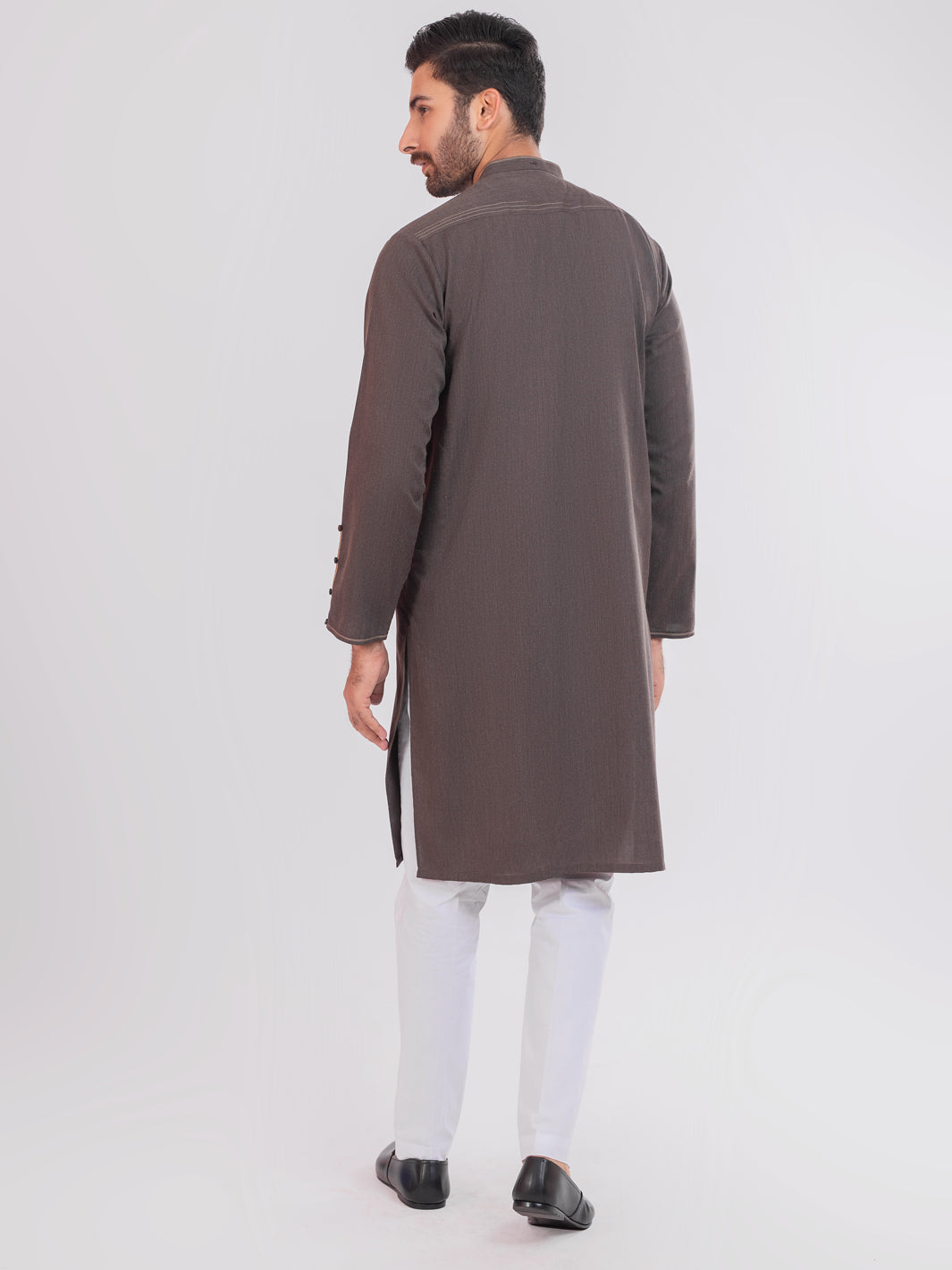 Dark Brown Blended Kurta - AL-K-1102