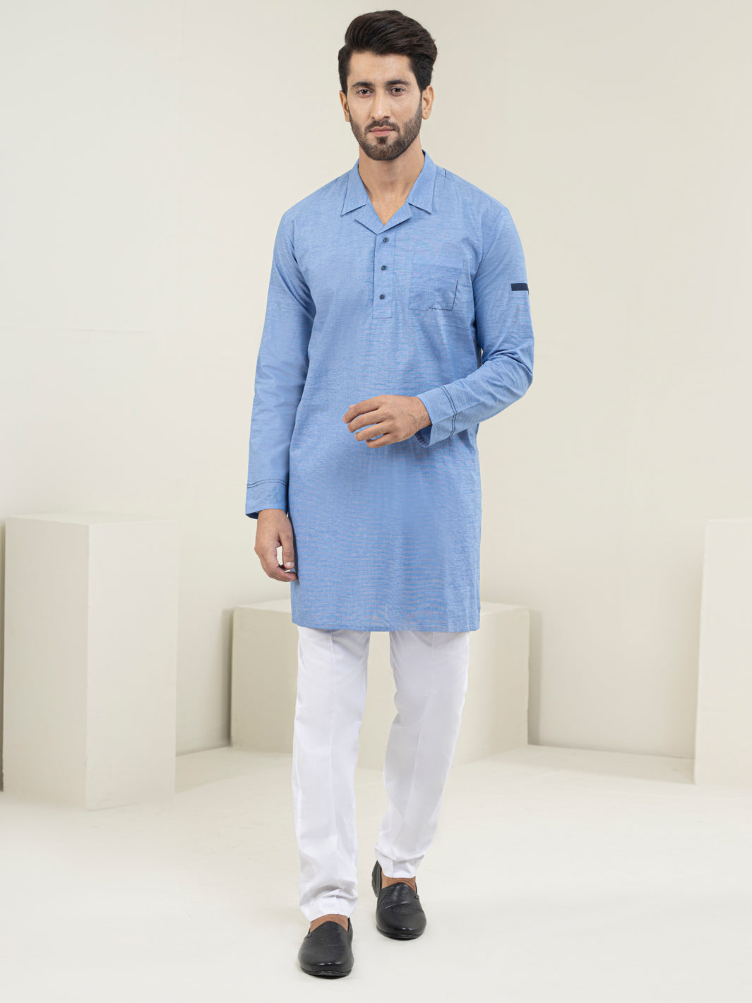 Blue Blended Kurta - AL-K-1126