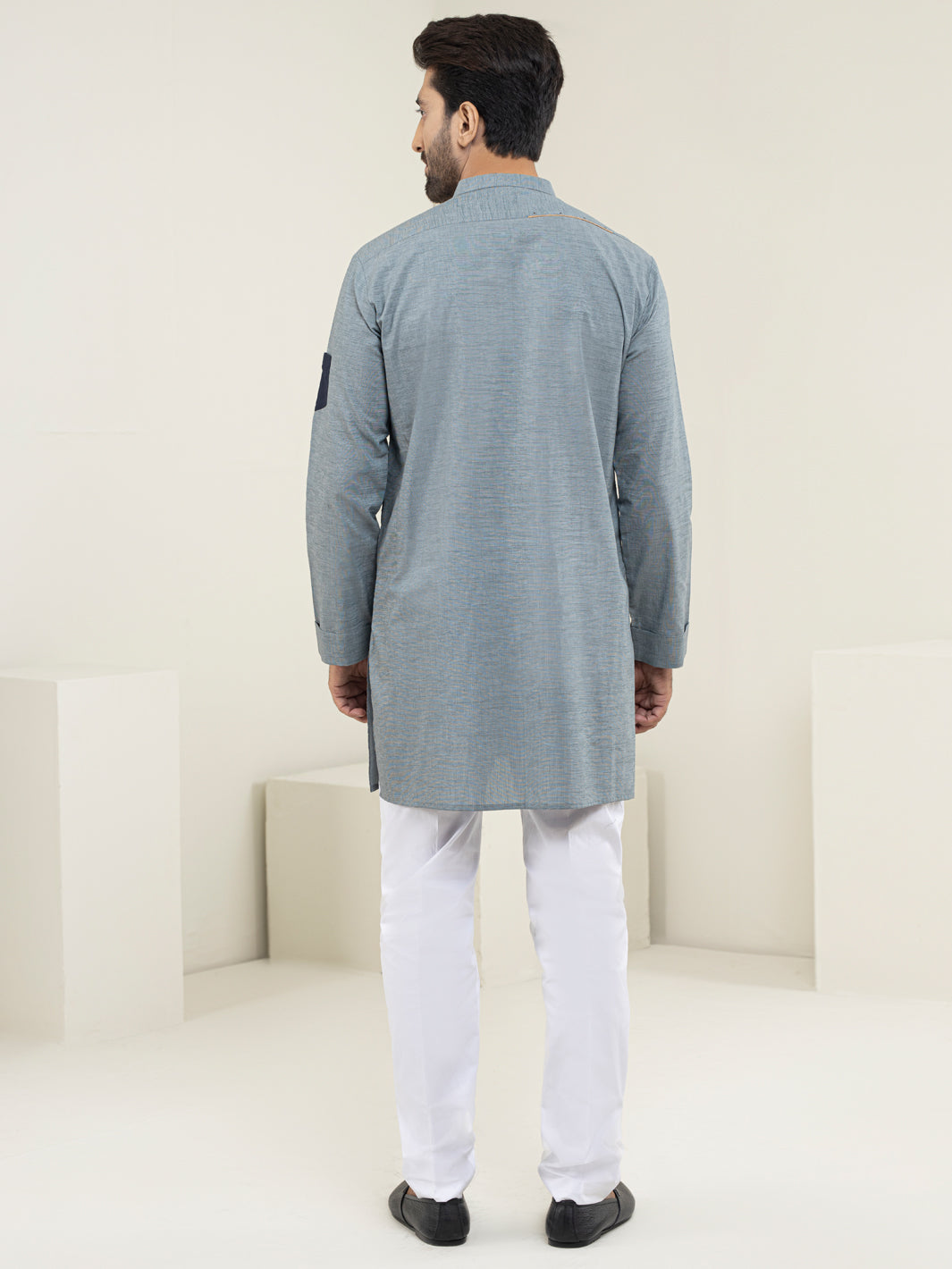 Grey Blended Kurta - AL-K-1128