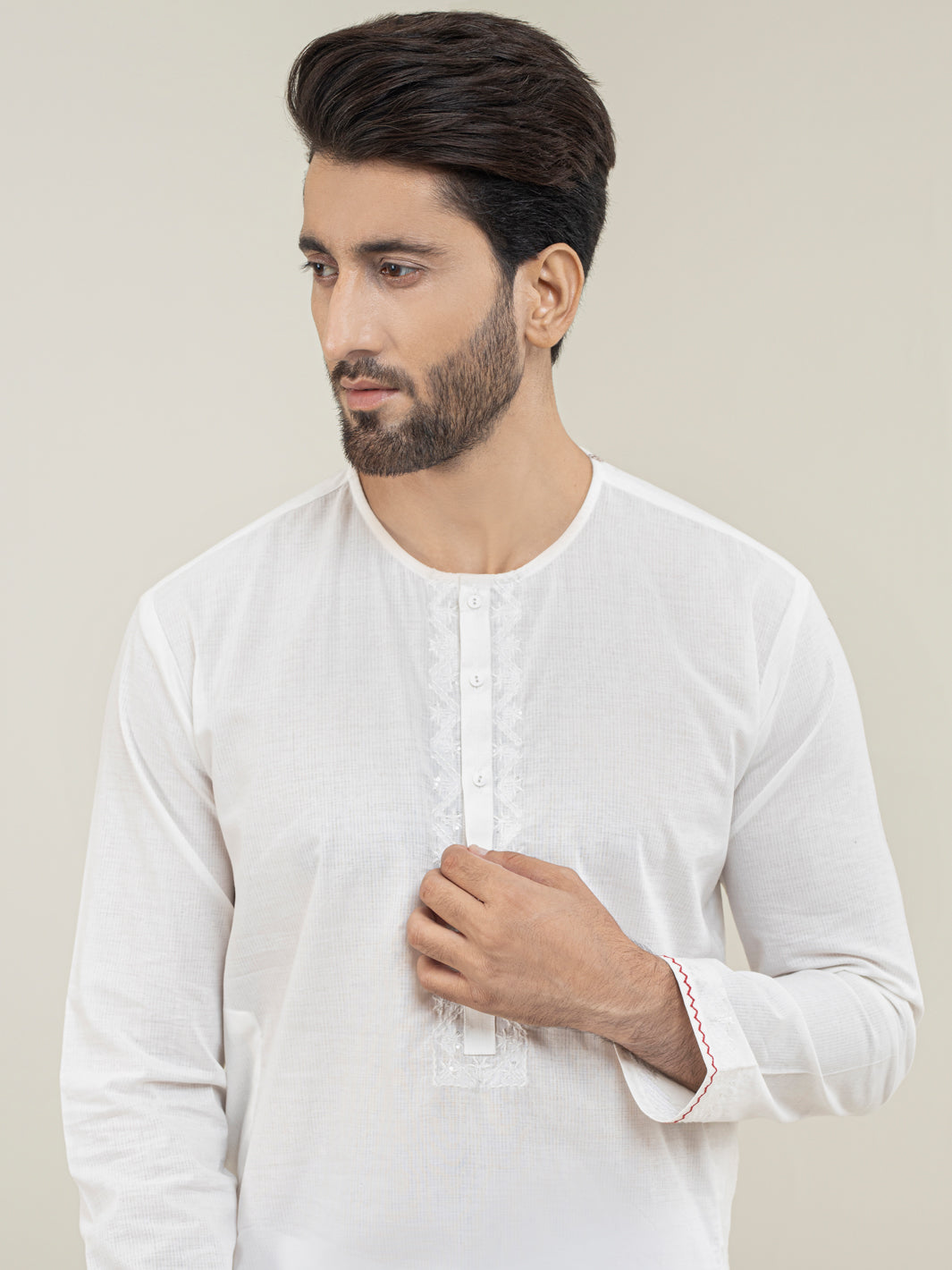White Blended Kurta - AL-K-1132
