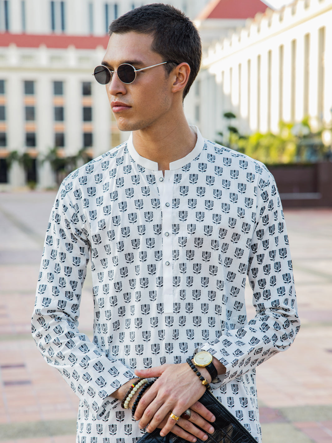 White Cotton Kurta - AL-K-1133B - Almirah Online