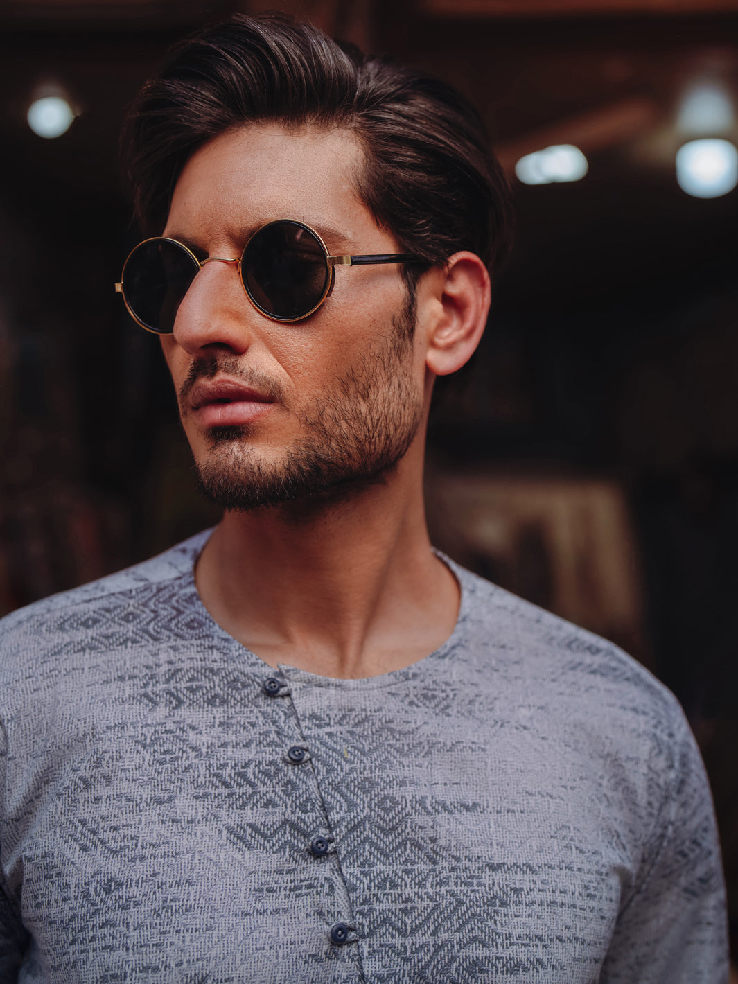 Grey Cotton Kurta - AL-K-1186