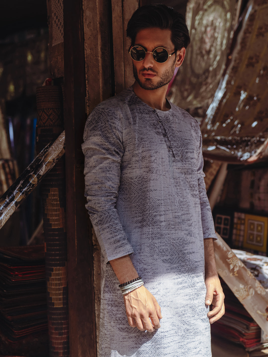 Grey Cotton Kurta - AL-K-1186