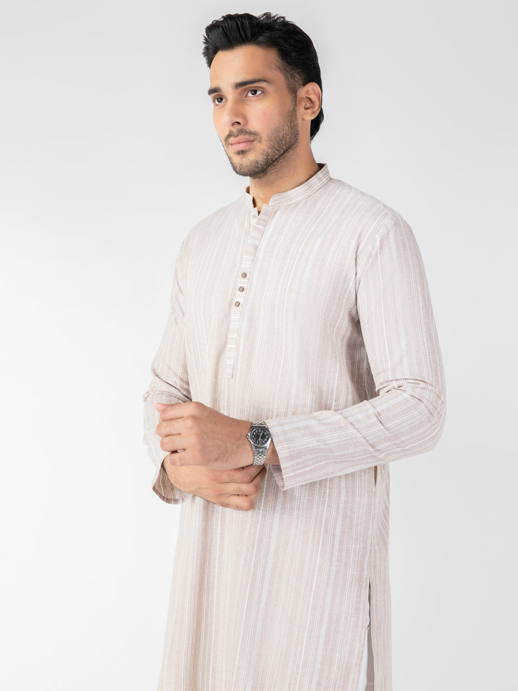 Beige Blended Kurta - AL-K-1247