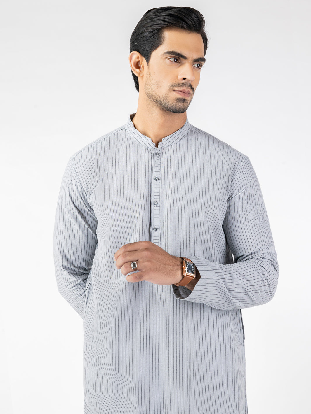 Grey Blended Kurta - AL-K-1249