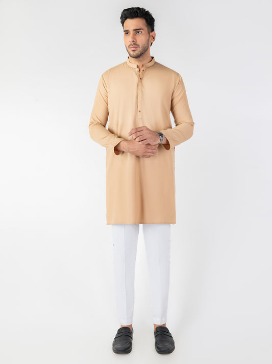 Beige Blended Kurta - AL-K-1260