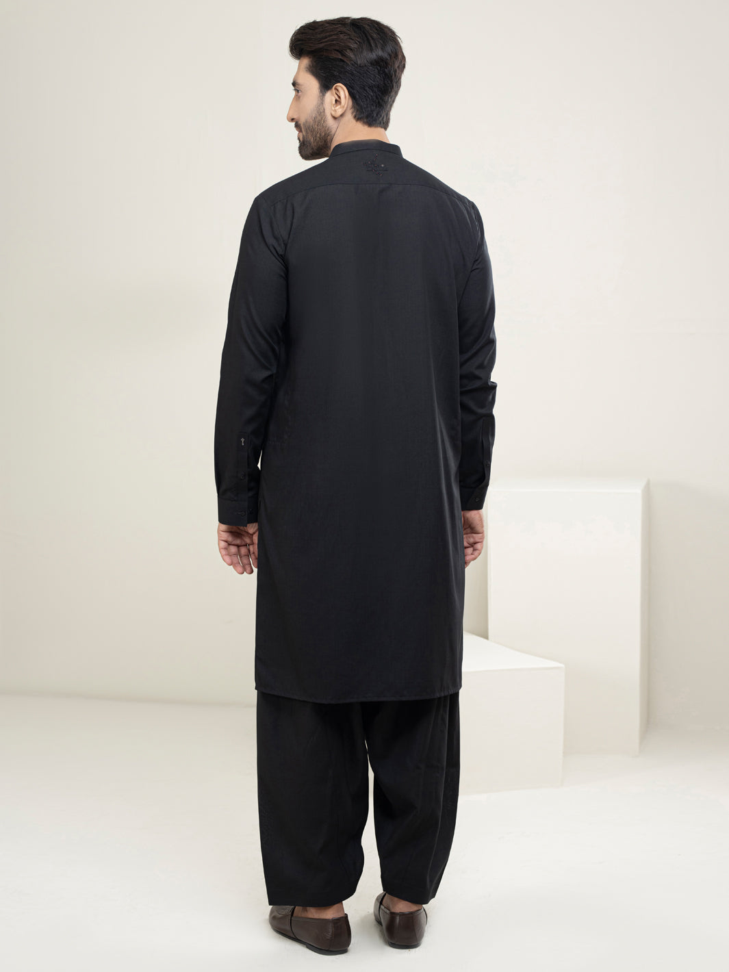 Black Blended Kameez Shalwar - AL-KS-2933