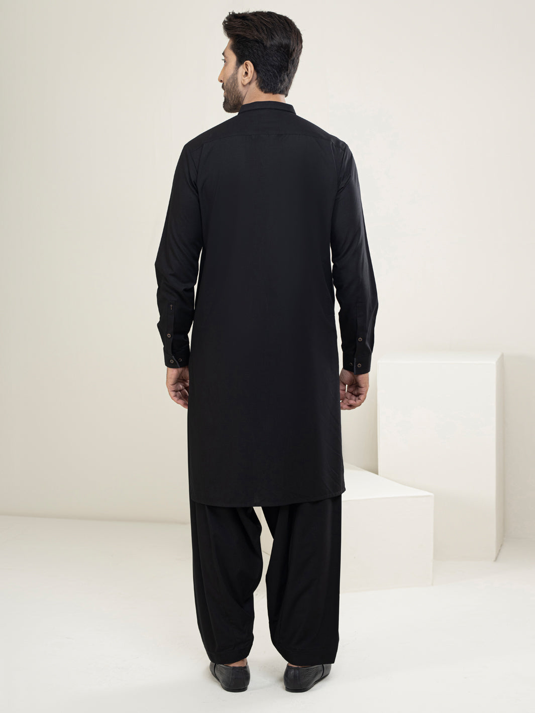Black Blended Kameez Shalwar - AL-KS-2954B