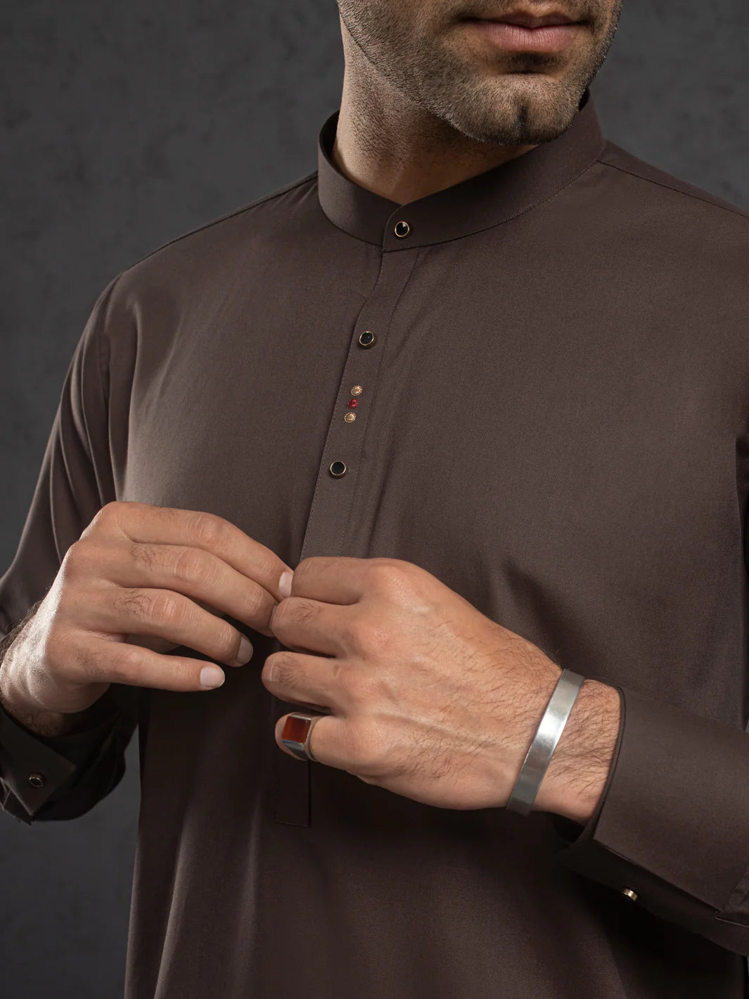 Brown Blended Kameez Shalwar - ALET-KS-1015-R2