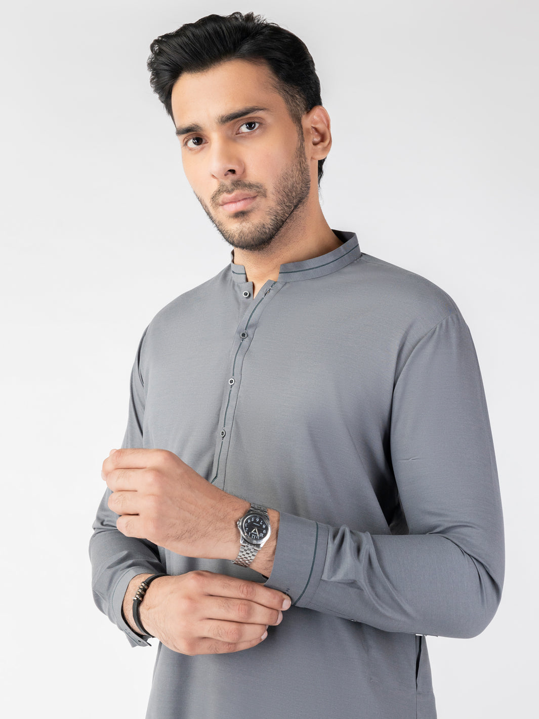 Grey Blended Kameez Shalwar - AL-KS-3146
