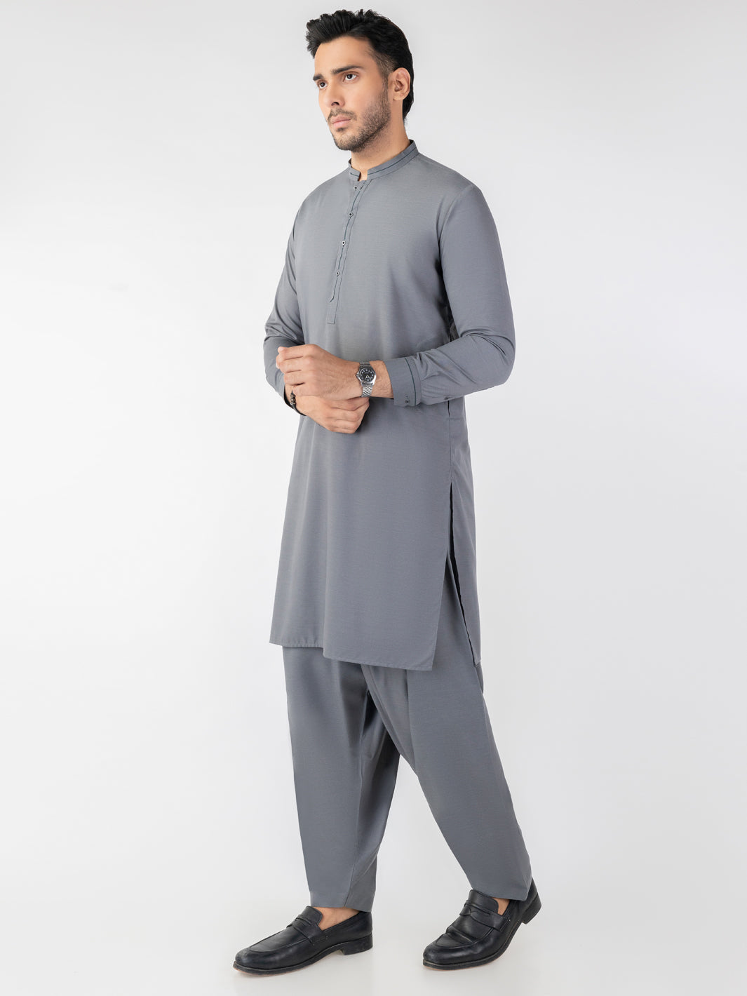 Grey Blended Kameez Shalwar - AL-KS-3146