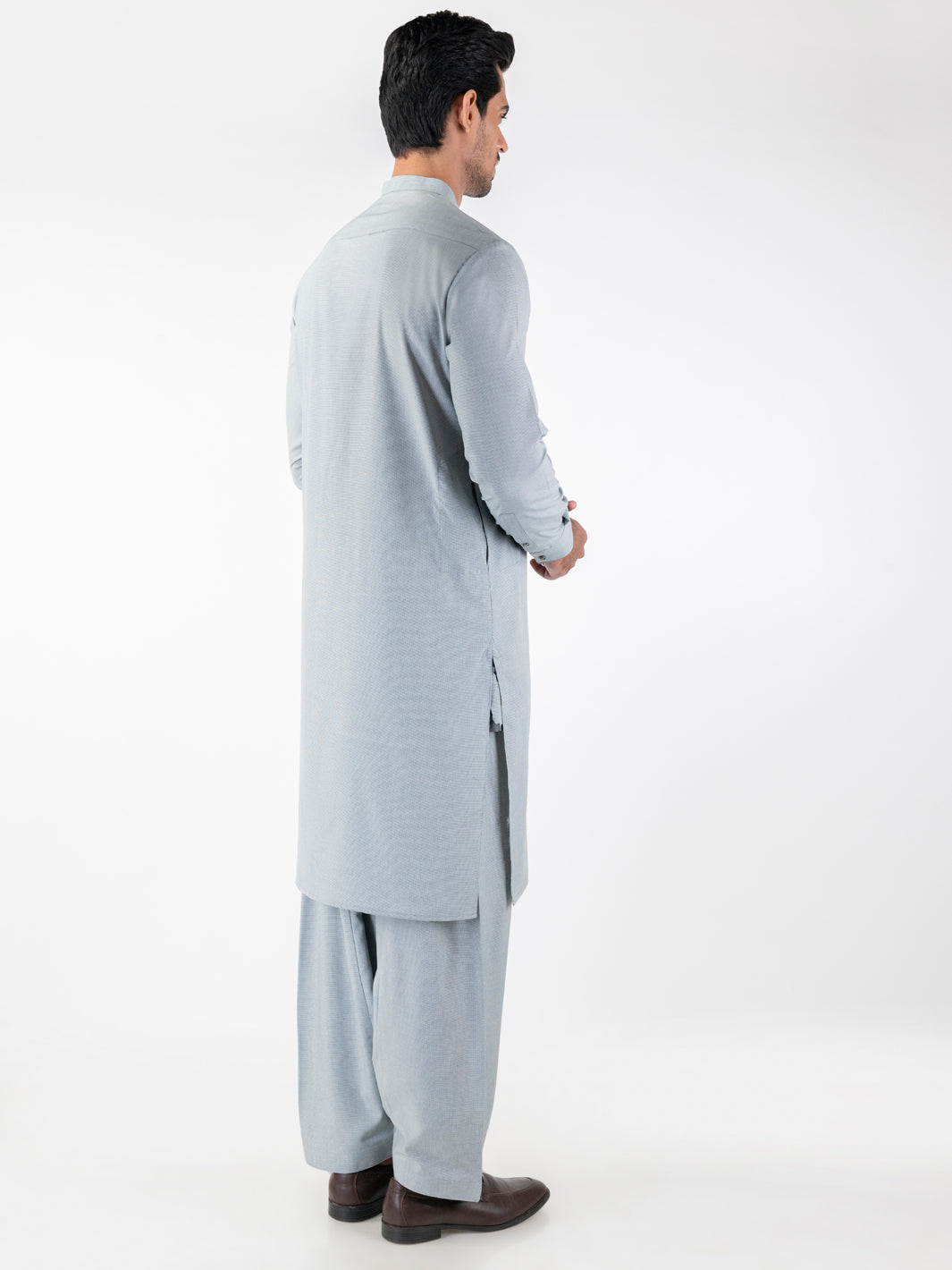 Light Grey Blended Kameez Shalwar - AL-KS-3164